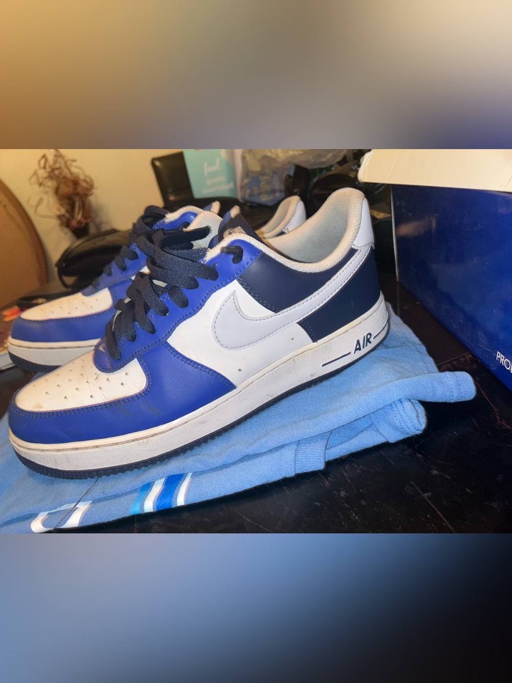 Nike Men’s Low-Top Air Sneakers in Blue and White